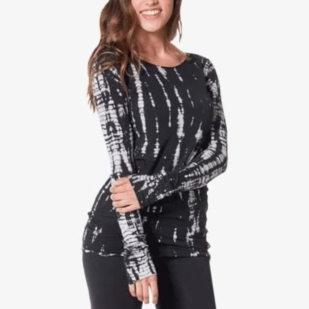 Hard Tail Forever Top M Black White Tie Dye Long Sleeve Made In USA Grunge Y2K